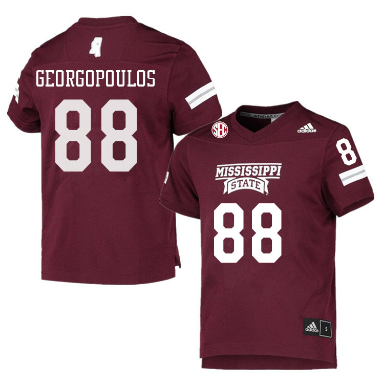 Men #88 George Georgopoulos Mississippi State Bulldogs College Football Jerseys Sale-Maroon